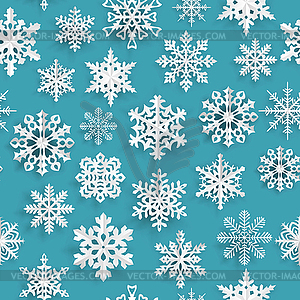 Christmas seamless pattern with paper snowflakes - vector clip art