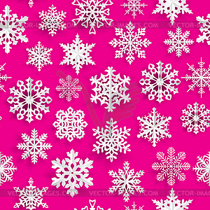 Christmas seamless pattern with paper snowflakes - vector image