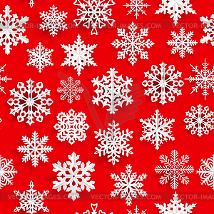 Christmas seamless pattern with paper snowflakes - vector clip art