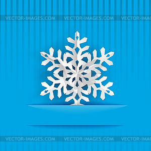 Christmas background with big paper snowflake - vector clipart