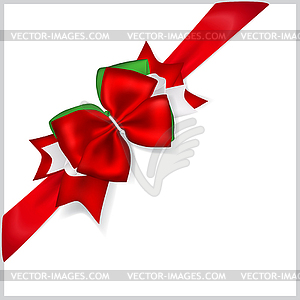 Рождество красный бант с лентой по диагонали - клипарт в векторе / векторное изображение