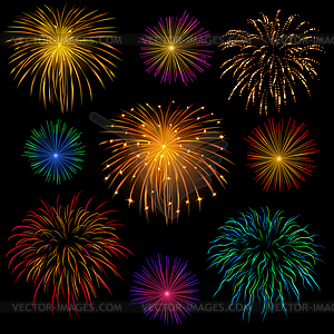 Set of fireworks - vector clipart