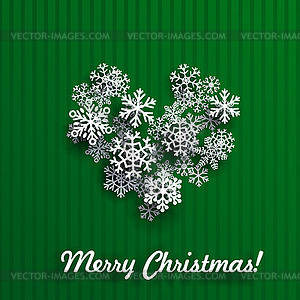 Christmas card with heart of snowflakes - vector image