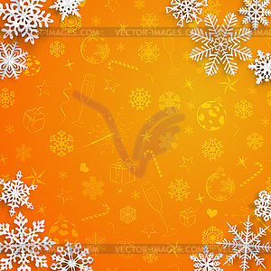 Christmas background with paper snowflakes - vector image