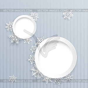 Christmas background with two round frames and - vector clip art