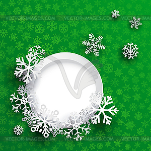 Christmas background with round frame and snowflakes - stock vector clipart