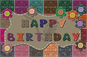 Happy birthday dedication decor card with flowers  - vector clipart