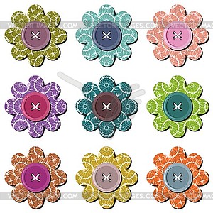 Scrapbook flowers on white backgroound  - vector clipart