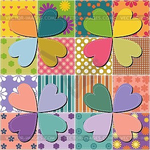 Patchwork background with different patterns - vector image