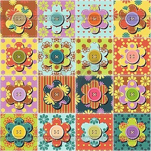 Patchwork background with different patterns - vector image