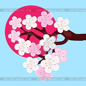 Japanese wallpaper with sakura tree with flowers - vector image