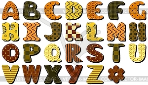 Different textile scrapbook alphabet on white  - royalty-free vector clipart