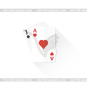 Color playing cards black jack combination icon - vector clipart / vector image