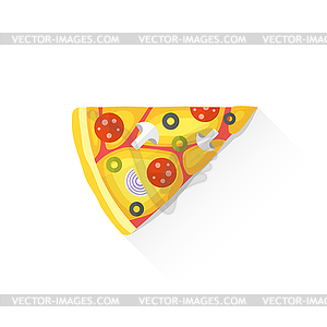 Color fast food piece of pizza icon - vector clipart