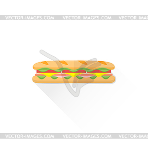 Color fast food submarine sandwich icon - vector image