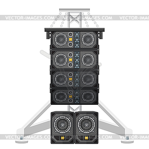 Line array concert acoustics on truss suspension - vector image