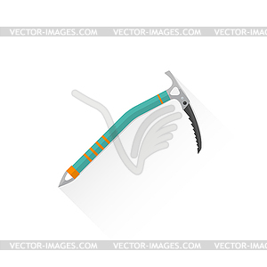 Color alpinism equipment ice axe device icon - vector clip art