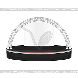 Black color flat style dais round stage metal truss - vector image