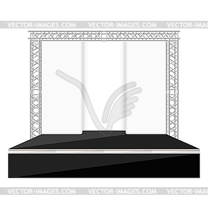 Black color flat style stage with scenes back - vector clip art