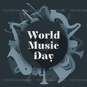 Abstract dark colored international music day poste - vector image