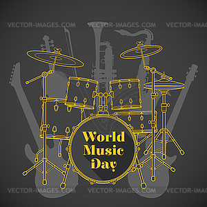 Abstract dark colored international music day poste - vector EPS clipart