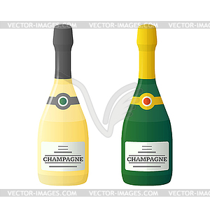 Colored flat light and dark couple champagne bottle - vector clipart