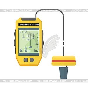 Flat style yellow fish finder sonar - vector clip art