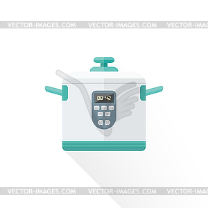 Flat style white kitchen multicooker - vector image