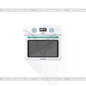 Flat style white kitchen oven - vector clipart