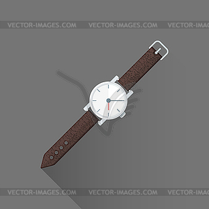 Flat style men`s wrist watch icon - royalty-free vector image