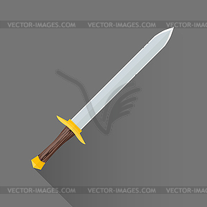 Flat style medieval battle sword icon - vector clip art