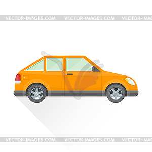 Flat orange hatchback car body style icon - color vector clipart