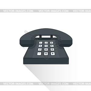 Flat style retro black landline buttons phone - vector clip art