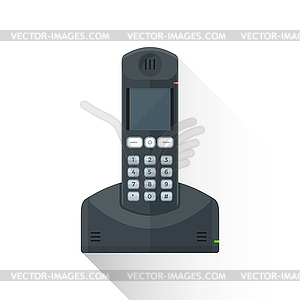 Flat style black landline wireless phone ico - vector clip art