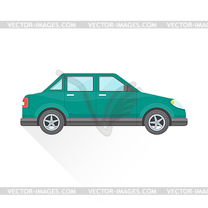 Flat teal saloon car body style icon - vector image