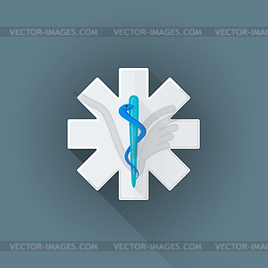 Flat ambulance emblem sign icon - vector clipart