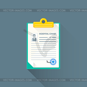 Flat hospital chart icon - color vector clipart