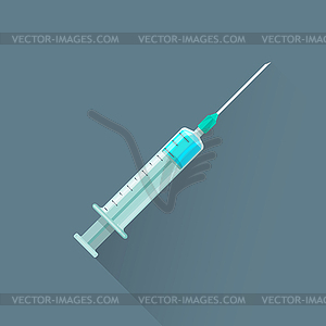 Flat medical syringe icon - vector image