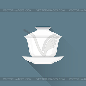 Flat Chinese tea gaiwan icon - vector clipart