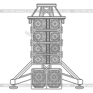 Концертные линейного массива акустики по стропильной подвески - иллюстрация в векторном формате