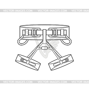 Outline alpinism equipment harness icon - vector image