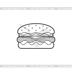 Outline fast food hamburger icon - vector image