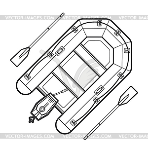 Outline inflatable boat - vector clipart