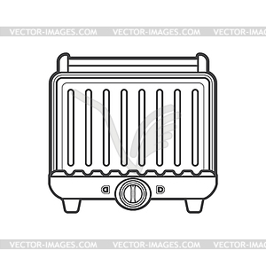 Outline metal kitchen electric grill - vector clipart