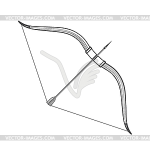 Outline medieval bow arrow icon - vector clipart