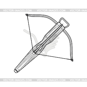 Outline medieval crossbow arrow icon - vector clip art