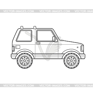 Outline off-road suv car body style icon - white & black vector clipart