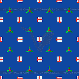 Flat style new year seamless pattern - vector clipart