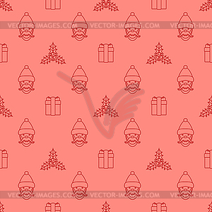 Outline new year seamless pattern - vector clip art