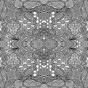 Monochrome seamless zentangle pattern - royalty-free vector clipart